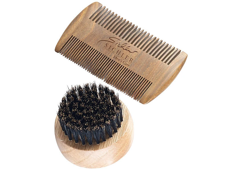 Sichler Kamm:Bartpflege-Set: 2-seitiger Holzkamm & Bartbürste (Wildschweinborsten) 2 Sichler Kamm:Bartpflege-Set: 2-seitiger Holzkamm & Bartbürste (Wildschweinborsten) – Bild 2