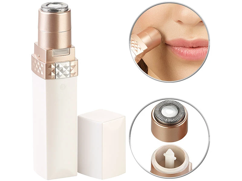Sichler Beauty Gesichtshaarentferner:Elektrischer Mini-Damenrasierer Mit LED, In Lippenstift-Optik 1 Sichler Beauty Gesichtshaarentferner:Elektrischer Mini-Damenrasierer Mit LED, In Lippenstift-Optik
