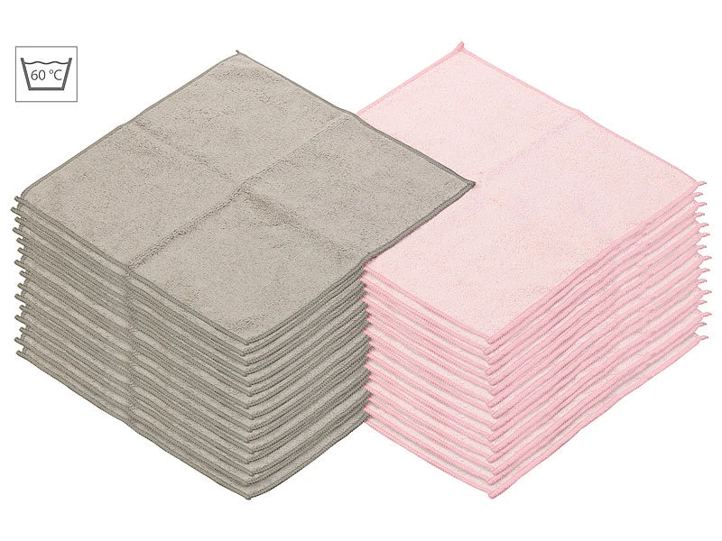 Sichler Beauty Make-Up-Entferner-Tücher:Mikrofaser-Kosmetiktücher Zur Gesichtspflege, 30 Stk,rosa,grau,30x30cm 1 Sichler Beauty Make-Up-Entferner-Tücher:Mikrofaser-Kosmetiktücher Zur Gesichtspflege, 30 Stk,rosa,grau,30x30cm