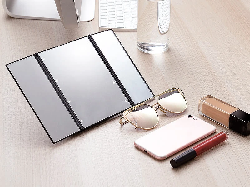 Sichler Beauty Kosmetikspiegel:Klappbarer Schminkspiegel Mit 8 LEDs Und Ständer, Batteriebetrieben 7 Sichler Beauty Kosmetikspiegel:Klappbarer Schminkspiegel Mit 8 LEDs Und Ständer, Batteriebetrieben – Bild 7