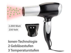 Sichler Beauty Heißluftfön Haare:Ionen-Haartrockner Mit 2 Gebläse- Und 3 Temperatur-Stufen, 2.000 Watt