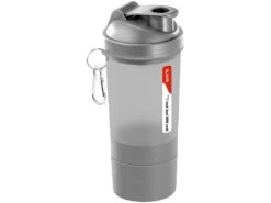PEARL Sports Shaker Für Pulver:Fitness-Drink-Shaker Mit 2 Pulverkammern & Mischball, 500 Ml, BPA-frei