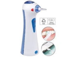 Newgen Medicals Reisemunddusche:USB-Reise-Akku-Munddusche Mit Integriertem Tank, Bis 6,2 Bar, 90 Psi