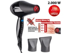 Sichler Beauty Föhn:Profi-Infrarot-Haartrockner, 2 Gebläse- & 3 Temperaturstufen, 2.000 W