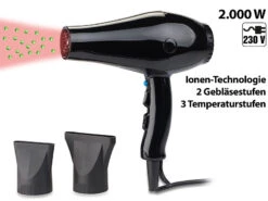 Sichler Beauty Haarföhn:Ionen-Haartrockner Mit 2 Gebläse- Und 3 Temperaturstufen, 2.000 Watt