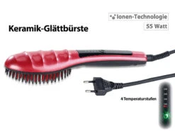 Sichler Beauty Haarglätter:Elektrische Keramik-Glättbürste, Ionen-Technologie, 4 Temperaturstufen