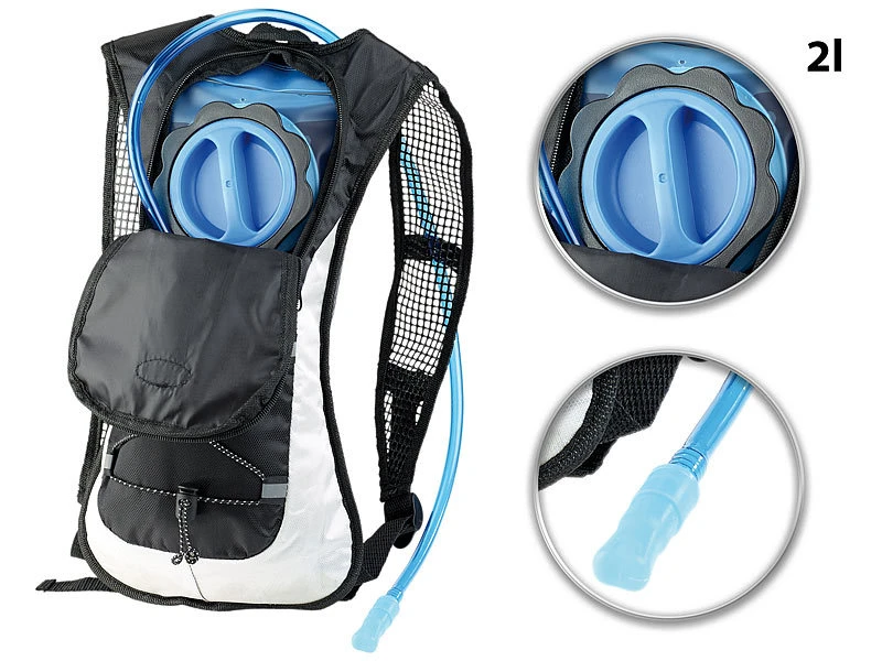 Xcase Rucksack Mit Trinkblase:Ultraleichter Fahrrad-Rucksack Mit 2-Liter-Trinksystem Und Reflektoren 1 Xcase Rucksack Mit Trinkblase:Ultraleichter Fahrrad-Rucksack Mit 2-Liter-Trinksystem Und Reflektoren