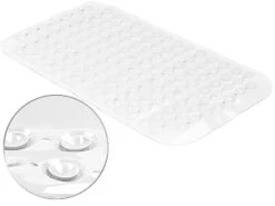 BadeStern Badewanneneinlage:Rutschfeste Badewannen-Matte Mit Abflusslöchern, 72 X 38 Cm, Weiß