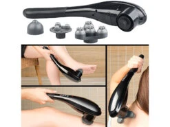 Newgen Medicals Masagegerät:Hand-Vibrations-Massagegerät Mit Akku, 5 Modi, 5 Stufen & 3 Aufsätzen