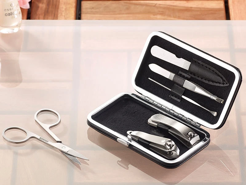 Newgen Medicals Manikürset:Hochwertiges Maniküre-Set, 6-tlg., Edelstahl Gebürstet, Klapp-Etui 2 Newgen Medicals Manikürset:Hochwertiges Maniküre-Set, 6-tlg., Edelstahl Gebürstet, Klapp-Etui – Bild 2