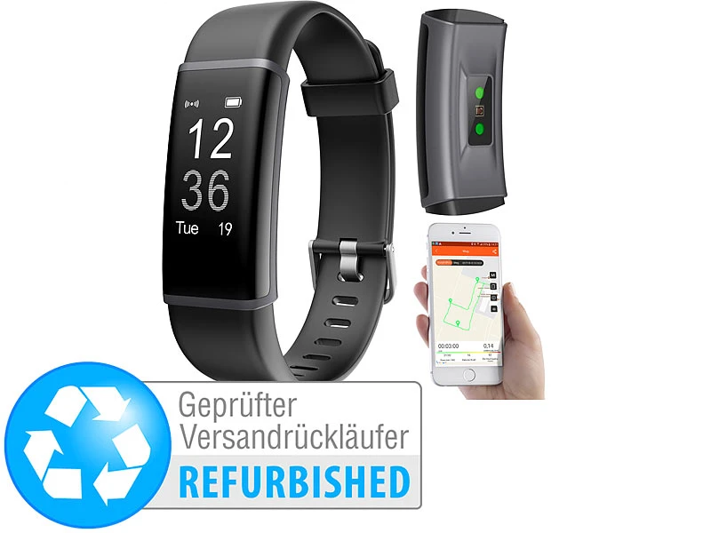 PEARL Fitness-Pulsuhr:Fitness-Armband, GPS-Streckenverlauf, Puls, IP67 (Versandrückläufer) 2 PEARL Fitness-Pulsuhr:Fitness-Armband, GPS-Streckenverlauf, Puls, IP67 (Versandrückläufer) – Bild 2