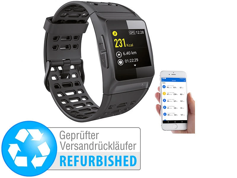 Newgen Medicals Fitness-Armband:GPS-Sportuhr Mit Bluetooth, Fitness, Puls, IP68 (Versandrückläufer) 1 Newgen Medicals Fitness-Armband:GPS-Sportuhr Mit Bluetooth, Fitness, Puls, IP68 (Versandrückläufer)