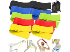 Speeron Fitness-Band:Zwei 5er-Sets Widerstandsbänder, Latex, Je 5 Stärken, Mit Tasche