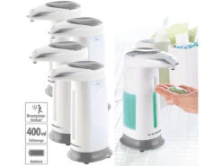 PEARL Seifenspender Elektrisch:4er-Set Automatische Seifenspender Mit Bewegungssensor, Grau