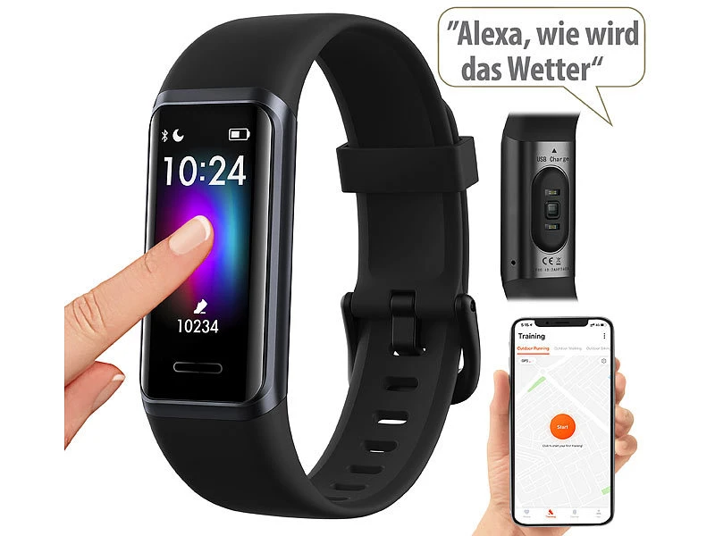 Newgen Medicals Smartwatch:Fitness-Armband Mit Touch, Herzfrequenz, SpO2, App, Alexa, IP68 2 Newgen Medicals Smartwatch:Fitness-Armband Mit Touch, Herzfrequenz, SpO2, App, Alexa, IP68 – Bild 2