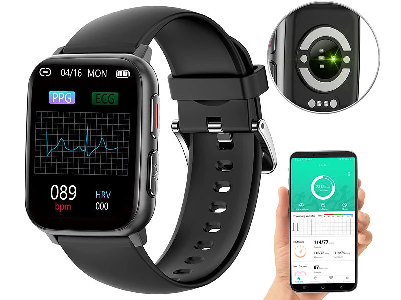 Newgen Medicals Smartwatch-Fitnessuhr:Fitness-Smartwatch Mit EKG-, Blutdruck-, SpO2-Anzei. Versandrückläufer 9 Newgen Medicals Smartwatch-Fitnessuhr:Fitness-Smartwatch Mit EKG-, Blutdruck-, SpO2-Anzei. Versandrückläufer – Bild 9
