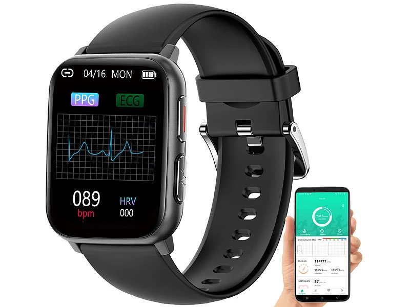 Newgen Medicals Smartwatch-Fitnessuhr:Fitness-Smartwatch Mit EKG-, Blutdruck-, SpO2-Anzei. Versandrückläufer 2 Newgen Medicals Smartwatch-Fitnessuhr:Fitness-Smartwatch Mit EKG-, Blutdruck-, SpO2-Anzei. Versandrückläufer – Bild 2