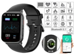 Newgen Medicals Fitnessuhr:Fitness-Smartwatch Mit EKG-, Blutdruck-, SpO2-Anzeige, Bluetooth, IP68