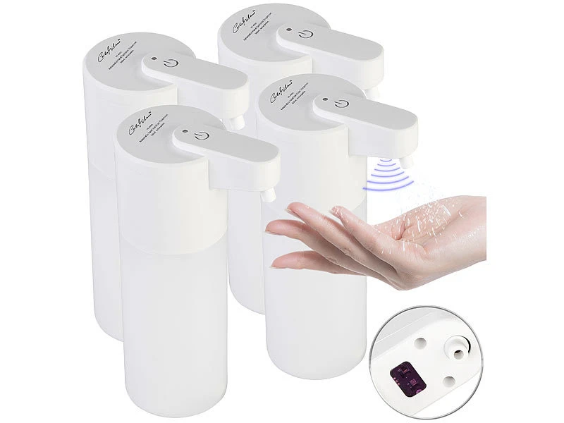 Carlo Milano Flüssigseifen-Spender:4er Set Autom. Akku-Spray-Desinfektionsmittelspender, IR-Sensor,500 Ml 1 Carlo Milano Flüssigseifen-Spender:4er Set Autom. Akku-Spray-Desinfektionsmittelspender, IR-Sensor,500 Ml