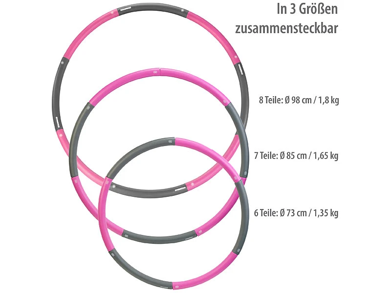 PEARL Sports Massage-Hula-Hoops:2er-Set Hula-Hoop-Reifen, Schaumstoff-Ummantelung, Bis 1,8kg, Ø 98cm 7 PEARL Sports Massage-Hula-Hoops:2er-Set Hula-Hoop-Reifen, Schaumstoff-Ummantelung, Bis 1,8kg, Ø 98cm – Bild 7