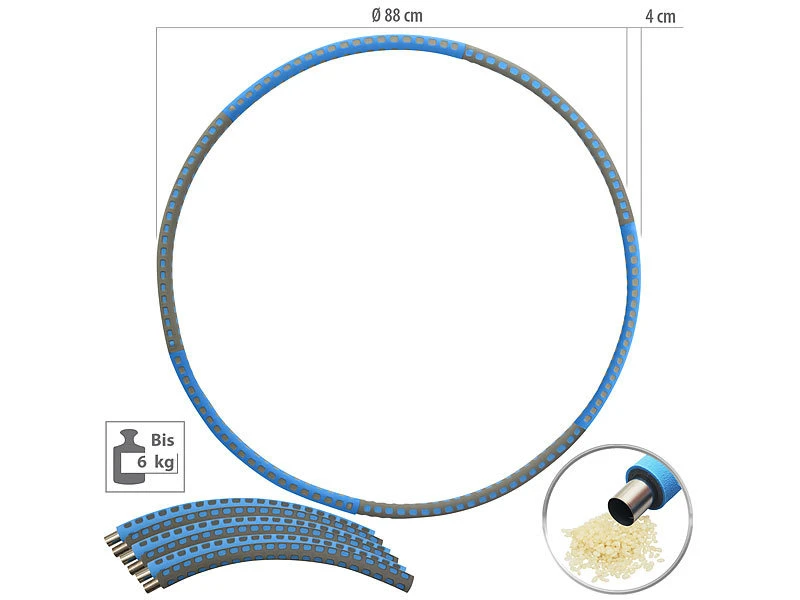 PEARL Sports Hula Hoop Zum Befüllen:Hula-Hoop-Reifen, Schaumstoff-Mantel, Befüllbar Bis 6 Kg, Ø 88 Cm 1 PEARL Sports Hula Hoop Zum Befüllen:Hula-Hoop-Reifen, Schaumstoff-Mantel, Befüllbar Bis 6 Kg, Ø 88 Cm
